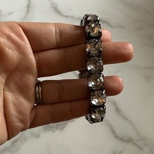 J. Crew Black Bracelet with Clear Stones